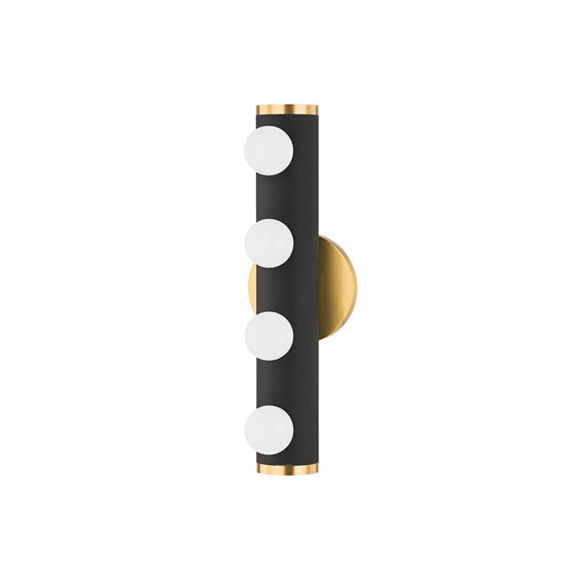 Traditional Mitzi Penny 4-Light Bath Bracket, Aged Brass/Textured Black Combo For Sale - Image 3 of 3