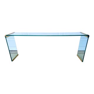 Glass and Brass Waterfall Console Table by Leon Rosen for Pace Collection For Sale