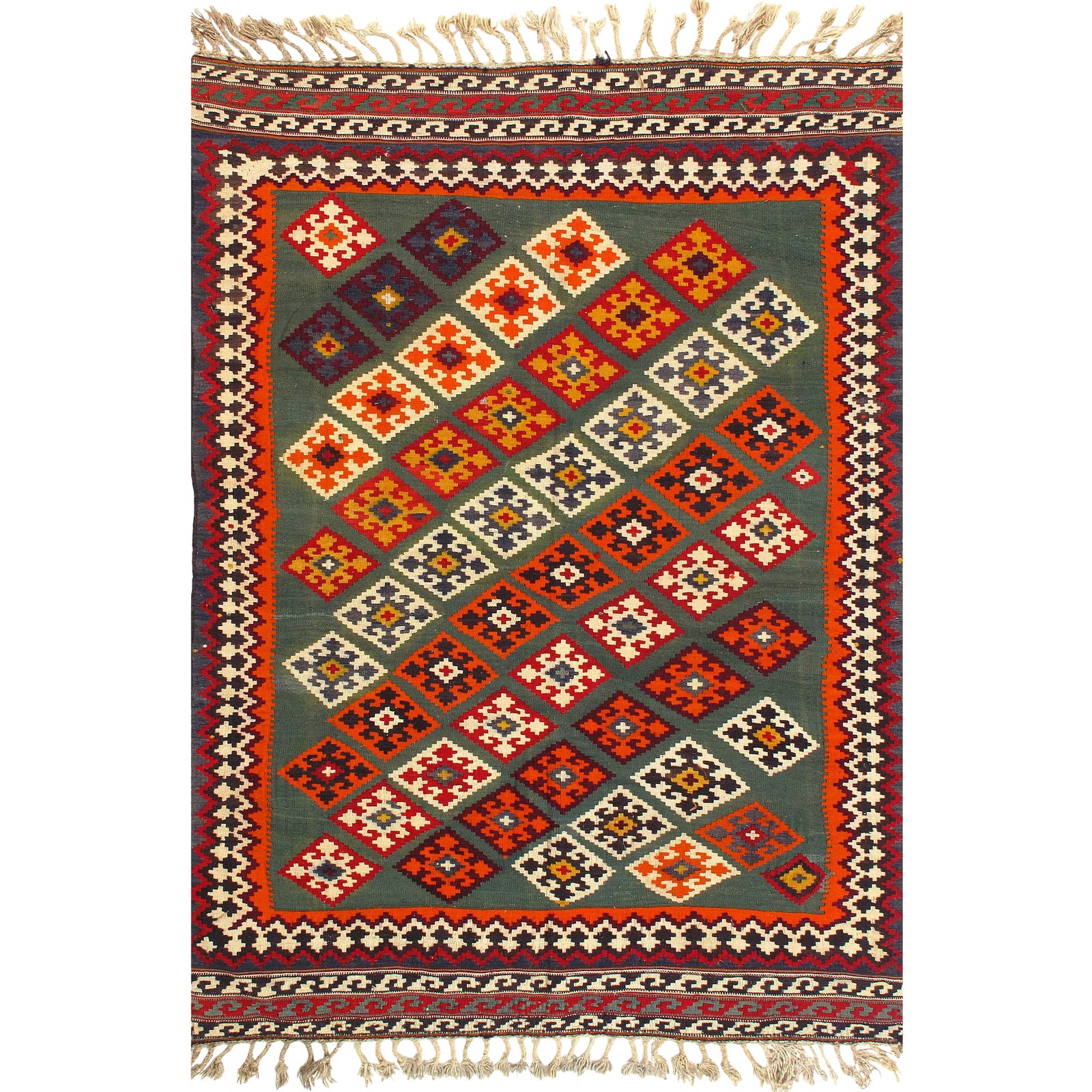 Vintage Multi Color Fine Hand Knotted Kilim Rug 5'2'' X 7'2'' Chairish