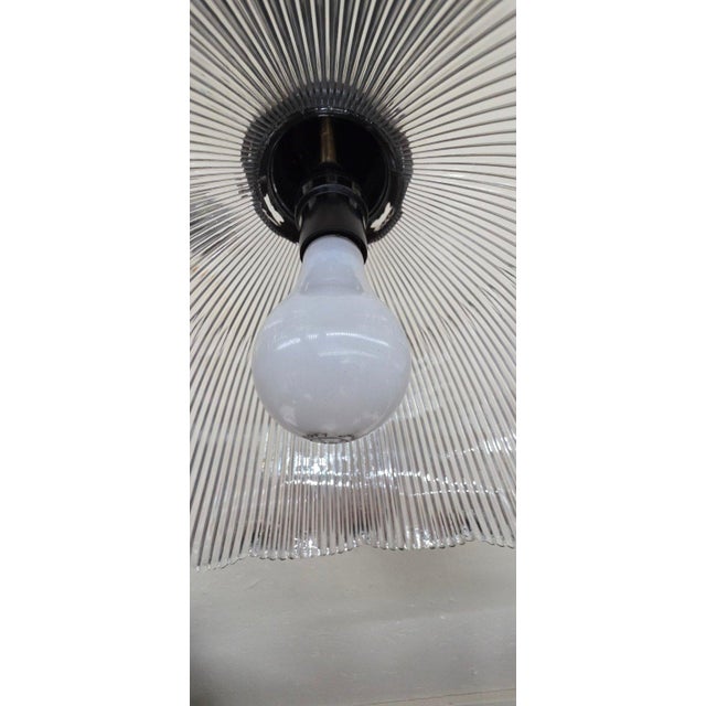 Late 20th Century Vintage Eagle Pendant Light, Ribbed Glass Shade, Upcycled Fixture For Sale - Image 5 of 16