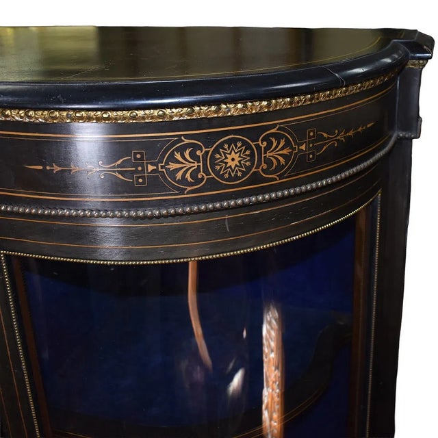 Late 19th Century Antique Victorian English Ebonised Inlaid Credenza With Wedgewood Plack For Sale - Image 5 of 7