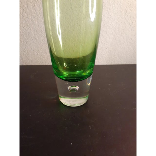 Contemporary Green Hand Blown Art Glass Decorative Vase For Sale - Image 3 of 4