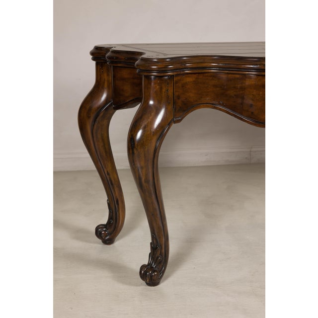 Late 20th Century Marge Carson Walnut Serpentine Console Table with Cabriole Legs For Sale - Image 16 of 18