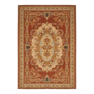 13x19 Oversized Rust & Terracotta French Savonnerie Floral Rug For Sale