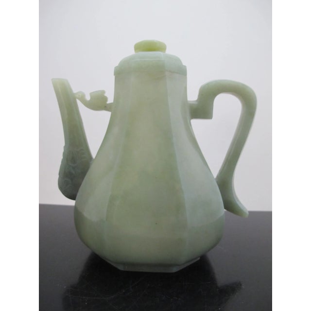 Chinese Chinese Jade Qing Dynasty Carved Bird & Mask Octagonal Lidded Teapot For Sale - Image 3 of 11