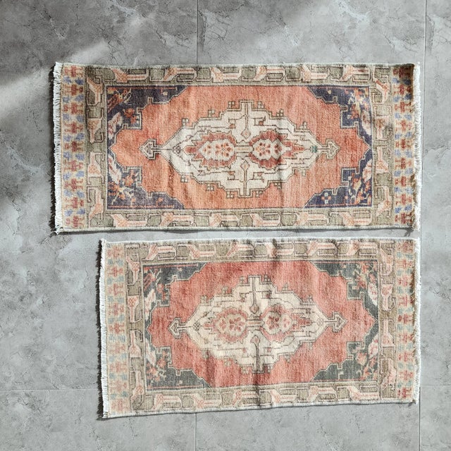 Turkish Oriental Matching Runner in Muted Colors - a Pair 1'5'' X 3' - 1'6'' X 3' 17.3'' x 36.2'' - 17.7'' x 32.3''/ 44x92...