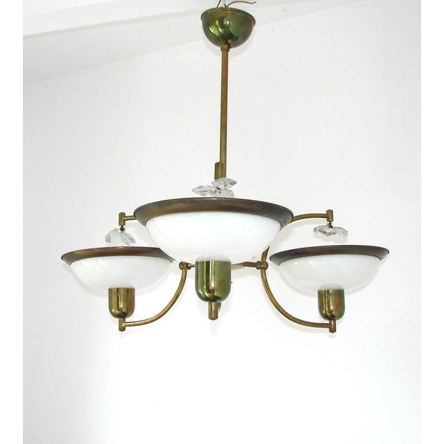 1960s Vintage Hanging Lamp inn Brass and Glass, 1960s For Sale - Image 5 of 6