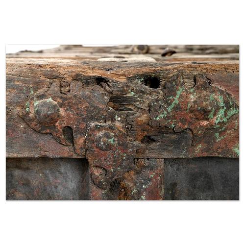 Large Wooden and Metal Chest with Red Patina For Sale - Image 5 of 11