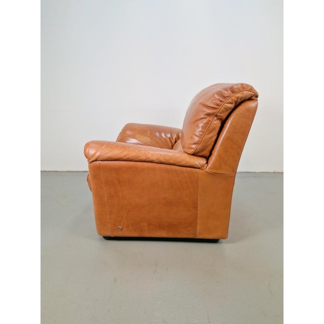 Wood Calf Leather Lounge Chair from Natuzzi, Italy, 1990s For Sale - Image 7 of 15