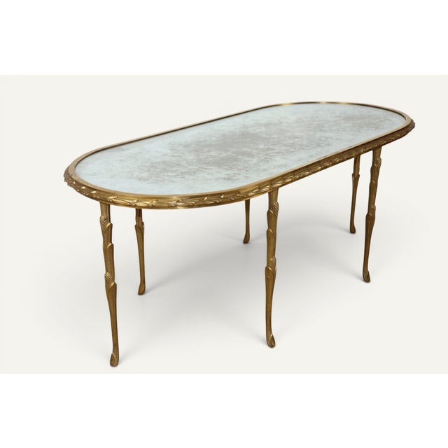 Baguès Coffee Table in Gilt Bronze and Aged Mirror, 1950s For Sale - Image 12 of 18