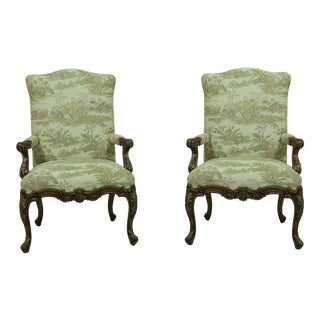 Pair Theodore Alexander Althorp Collection Open Armchairs For Sale