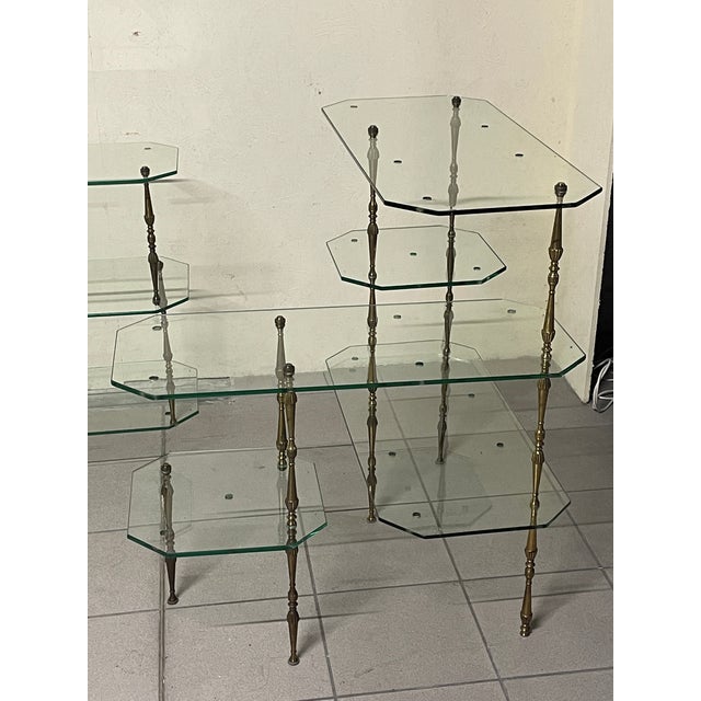 1950s Modular Glass and Brass Etageres, Italy, 1950s, Set of 3 For Sale - Image 5 of 18