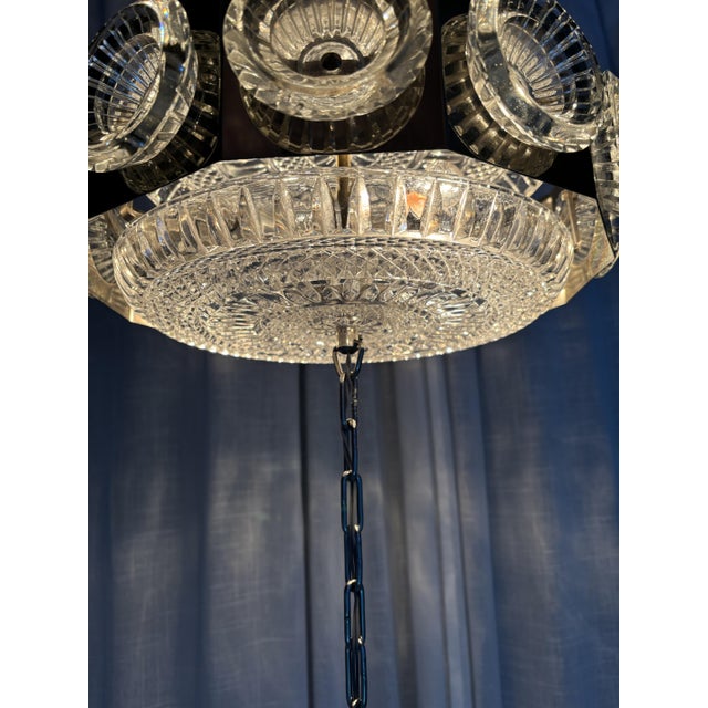 Mid-Century Modern Metal Ceiling Lamp with Crystal Elements by Carl Fagerlund for Orrefors, Sweden, 1960s For Sale - Image 3 of 18
