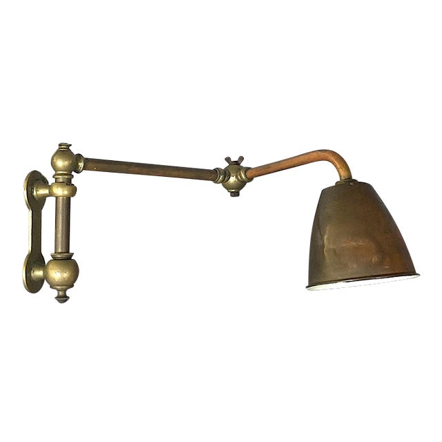 1920s German Art Deco Task Wall Lamp, Solid Brass, Beautifully Engineered For Sale