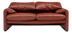 Red Maralunga Love Seat by Vico Magistretti for Cassina, Circa 1970s