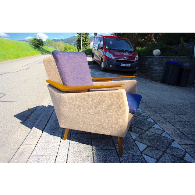 1960s Italian Boomerang Lounge Chair in Wood and Fabric, 1950s For Sale - Image 5 of 13