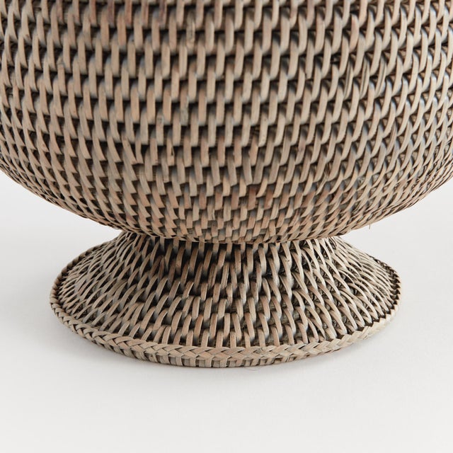 Farmhouse Burma Rattan Footed Cachepot For Sale - Image 3 of 4