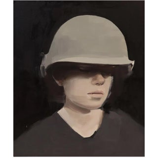 Richard Butler, Maggie in Helmet Portrait Oil Painting Richard Butler Psychedelic Furs Front Man, 2012 For Sale