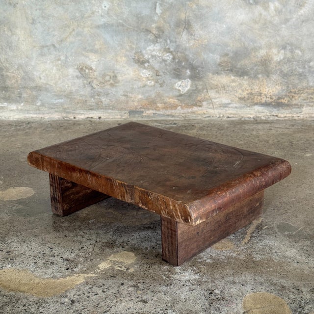 Small Side Stool in Thick Brown Upcycled Teak, 1990s For Sale - Image 10 of 11