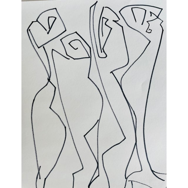 Figurative Postmodern Figurative Drawing by Erik Sulander in Ink on Paper, Signed, Framed For Sale - Image 3 of 4