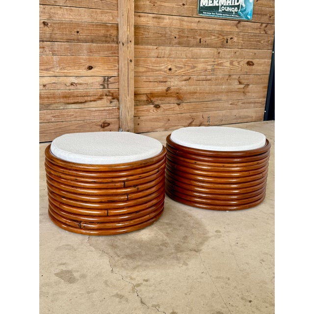 Pair of Mid-20th Century Refinished Stacked Bent Rattan Ottomans in the Manner of Paul Frankl For Sale - Image 12 of 12