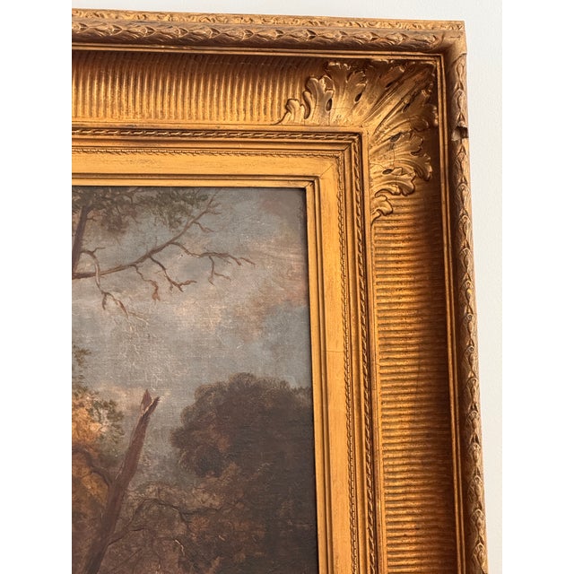 Wood Large Late 19th Century English Oil Landscape Painting For Sale - Image 7 of 9