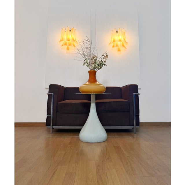 Vintage Italian Murano Wall Lights with 10 Acid-Etched Amber Glass Petals, 1990s, Set of 2 For Sale - Image 15 of 17
