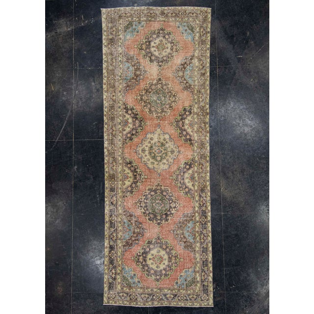 Terra Cotta Turkish Vintage Rug 4'4" x 12'1" #21409 For Sale - Image 8 of 8