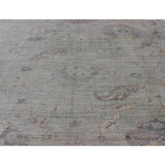 Early 21st Century Angora Oushak Turkish Rug by Keivan Woven Arts, Light Blue & Cream, 8'9 X 10'8 For Sale - Image 5 of 8