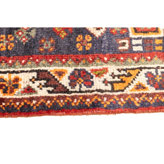 Vintage Hand-Knotted Persian Qashqai Rug 4'0" X 5'4" For Sale - Image 12 of 16