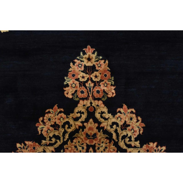 Sarouk Rug 9′ X 11’9” Blue Wool Semi-Antique Traditional Hand-Knotted Carpet For Sale - Image 9 of 15