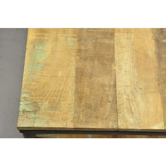 Vintage Industrial Style Cast Iron and Distressed Reclaimed Wood Coffee Table For Sale - Image 9 of 10
