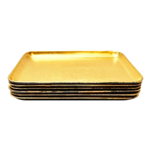 Vintage Mid Century Modern Gold Lacquer Ware Plates, Made in Japan - 6 Pieces