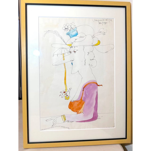 The Vintage French Whimsical Elder Lady Wearing Hat Mixed Media Drawing is a unique and charming piece of art created in...