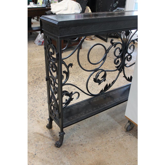 Wrought Iron and Brass Armoury Console Table Attributed to Theodore Alexander For Sale - Image 11 of 18