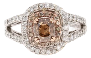 2.08 Carat Brown and White Diamond Engagement 14 Karat White Gold Ring, Size 7