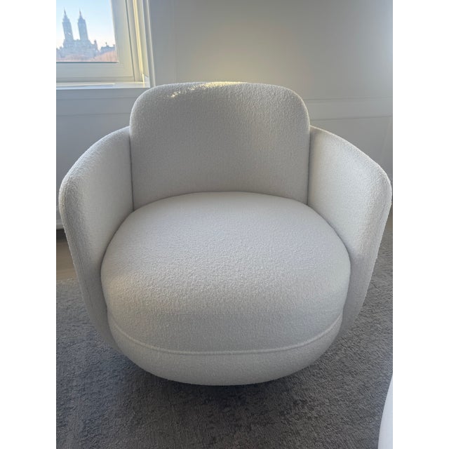 Textile Contemporary Pair of White Swivel Chairs Attributed to Sebastian Herkner for Wittmann For Sale - Image 7 of 7