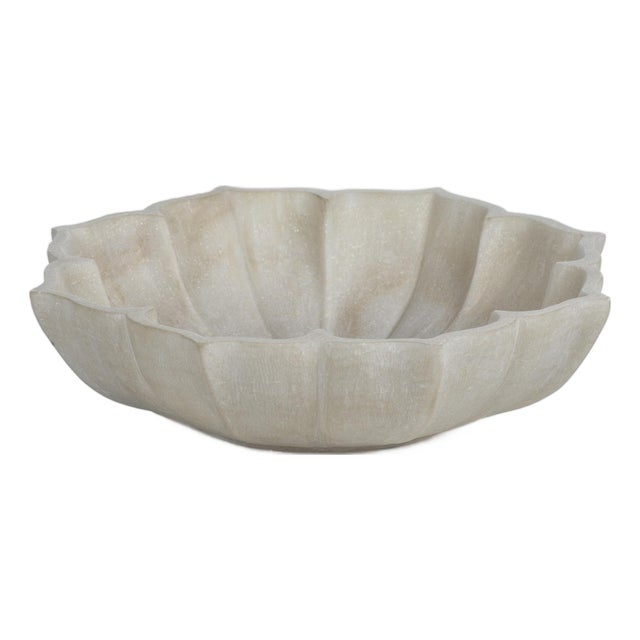 Lotus 11.75" Diameter Marble Decorative Bowl For Sale