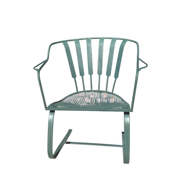 Mid-Century Modern Wrought Iron Pinecrest Bouncer Patio Chairs - A Pair For Sale - Image 12 of 14