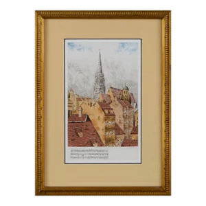 Mid 20th Century Mozart's Figaro House, Vienna Etching by Peter Garbera, Framed