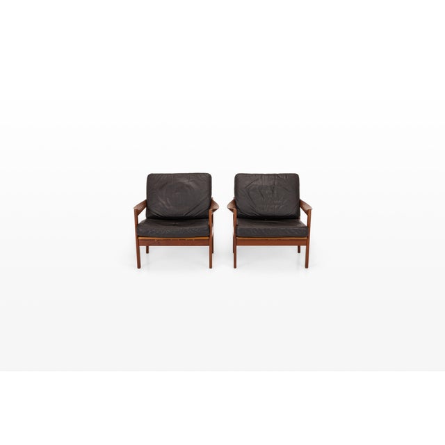 Mid-Century Modern Vintage Easy Chairs by Illum Wikkelsø for Niels Eilersen, 1960s, Set of 2 For Sale - Image 3 of 12