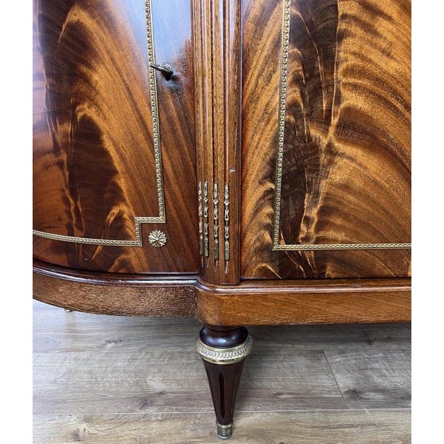 Vintage French Empire Carved Burr Inlay Sideboard with Marble Top For Sale - Image 10 of 18