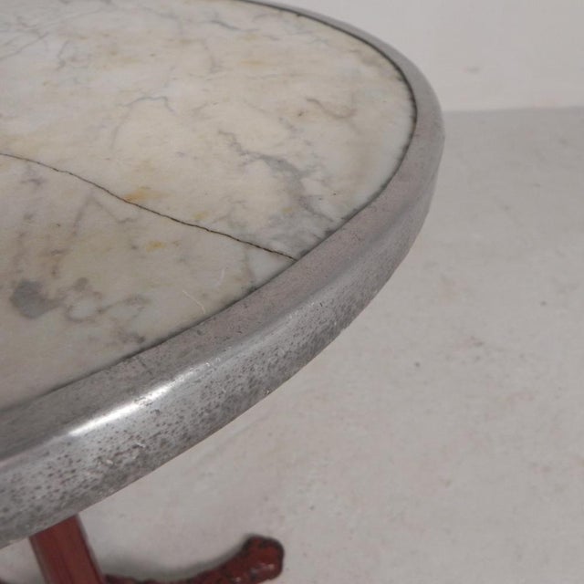 Bistro Table with Cast Iron Legs and Marble Top, 1920s For Sale - Image 9 of 18