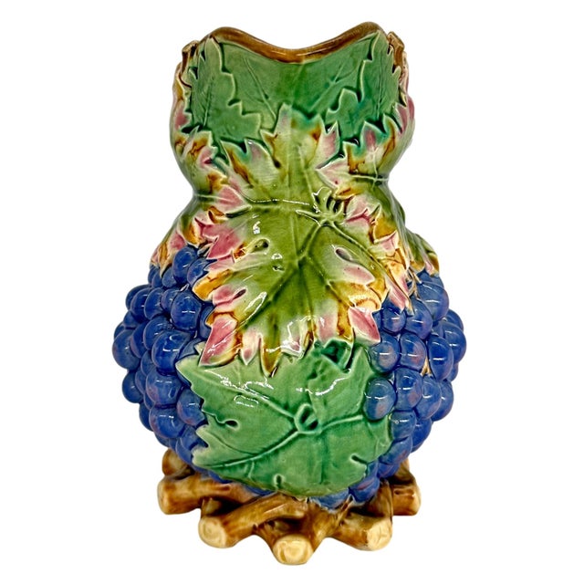 Victorian A Majolica Grape-Form Wine Jug by Brown-Westhead, Moore, English, Ca. 1876 For Sale - Image 3 of 12