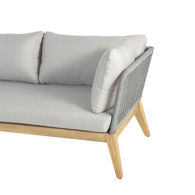 2020s Cypress Teak Wood 2-Piece Left Arm Chaise Outdoor Sectional - Gray For Sale - Image 5 of 13