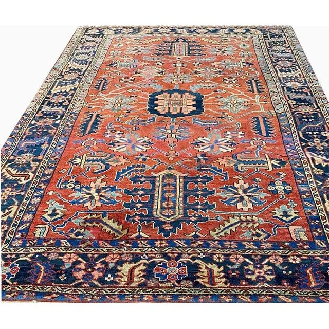 1910s 1910s Antique Persian Heriz Area Rug 8’1″ X 11’3″ For Sale - Image 5 of 13