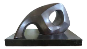 Mid-Century Modern Modernist Patinated Bronze with Black Marble Base Abstract Sculpture