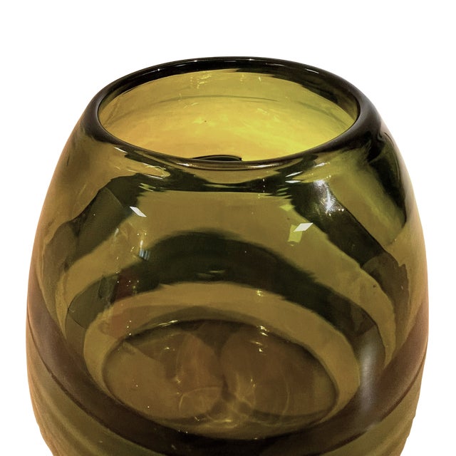 Green Vintage Mid Century Green Swirl Art Glass "Sasso" Vase Attributed to Luciano Gaspari Salviati For Sale - Image 8 of 9