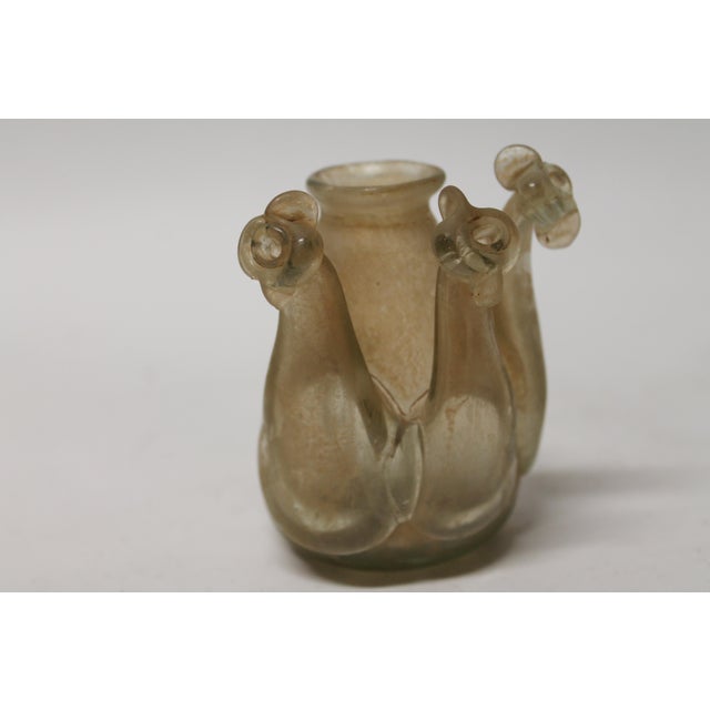 Green Antique Roman Glass Ewer With Handle and Twin Piped Spouts For Sale - Image 8 of 9