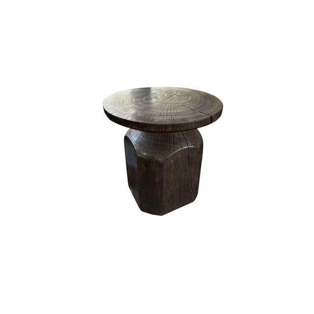 Sculptural Suar Wood Side Table, Espresso Finish Modern Organic For Sale - Image 6 of 6